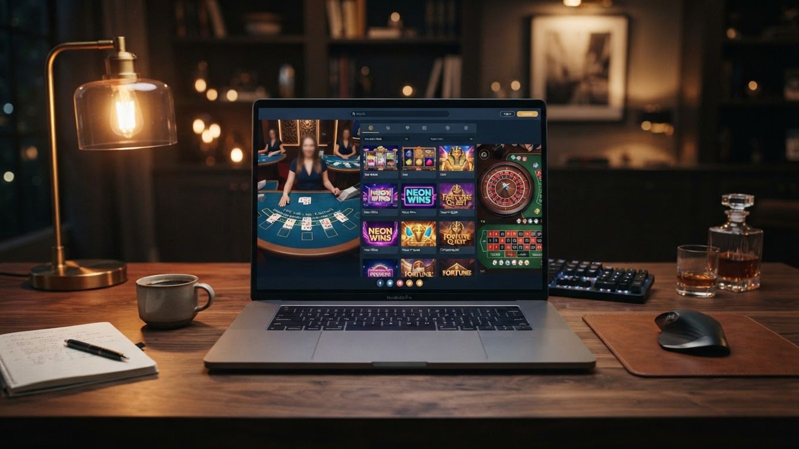 Interface de casino en ligne sur écran d'ordinateur