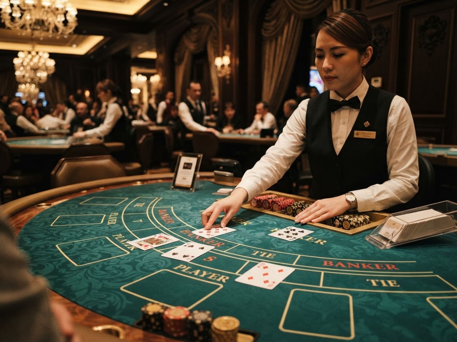 Table de baccarat live avec cartes retournées